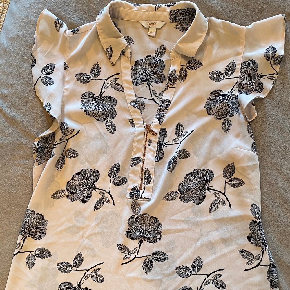Candie's Floral Cap-Sleeve Blouse